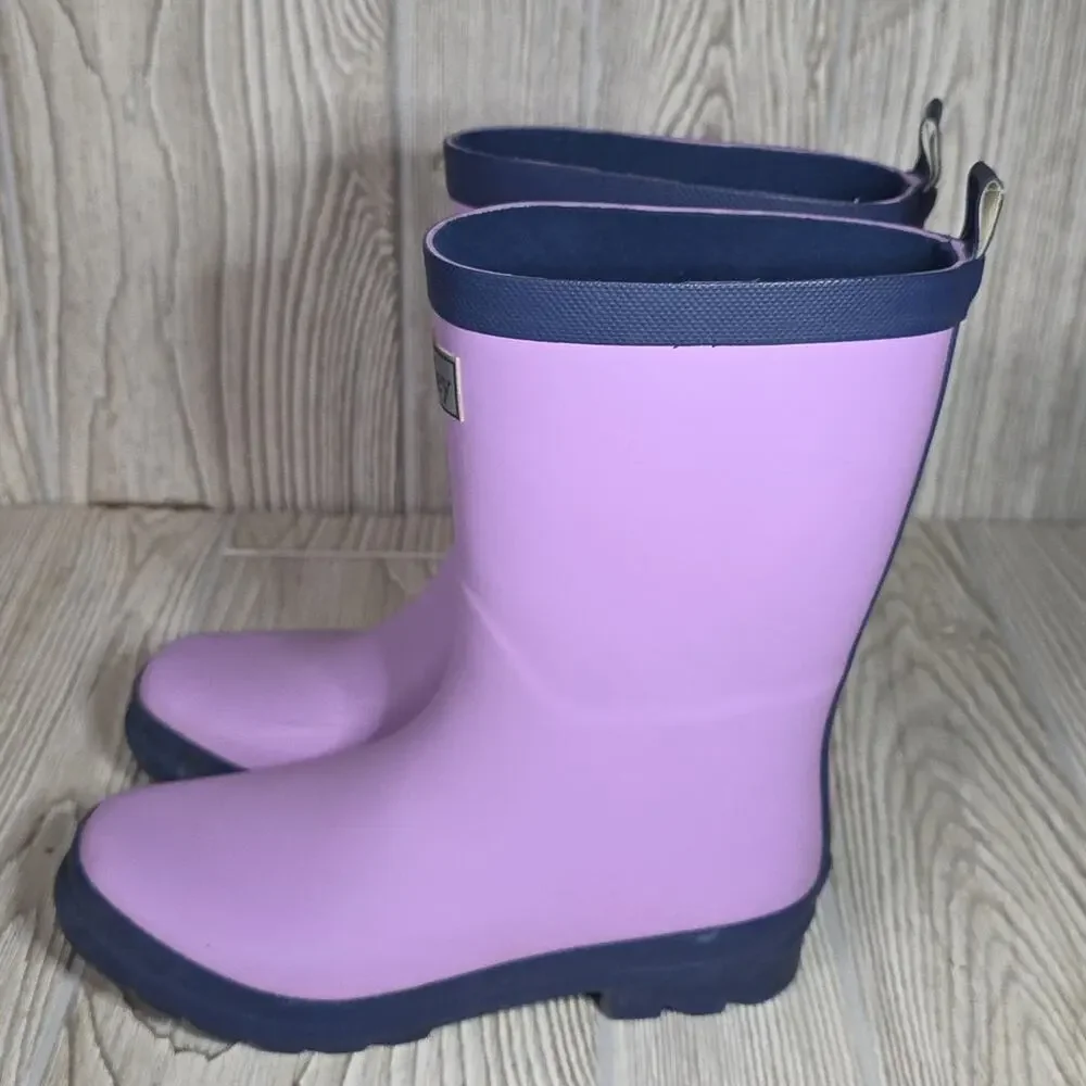 Hatley Lilac Purple Navy Matte Rain Boots Kids Size 3